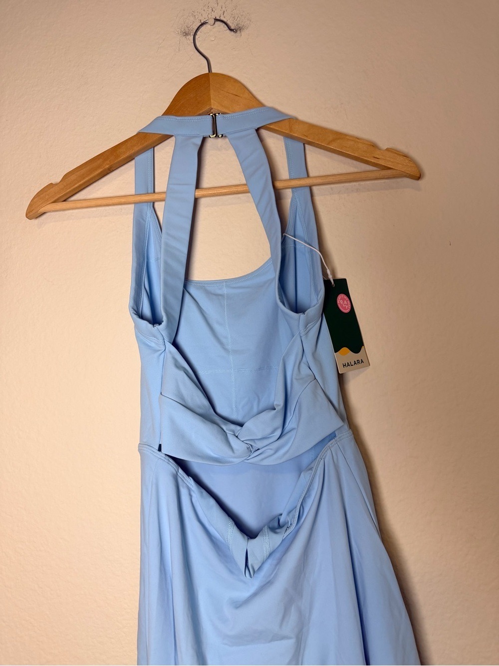 Halara Active Dress Light Blue XS SoftlyZero Airy Backless Twisted - Picture 12 of 13